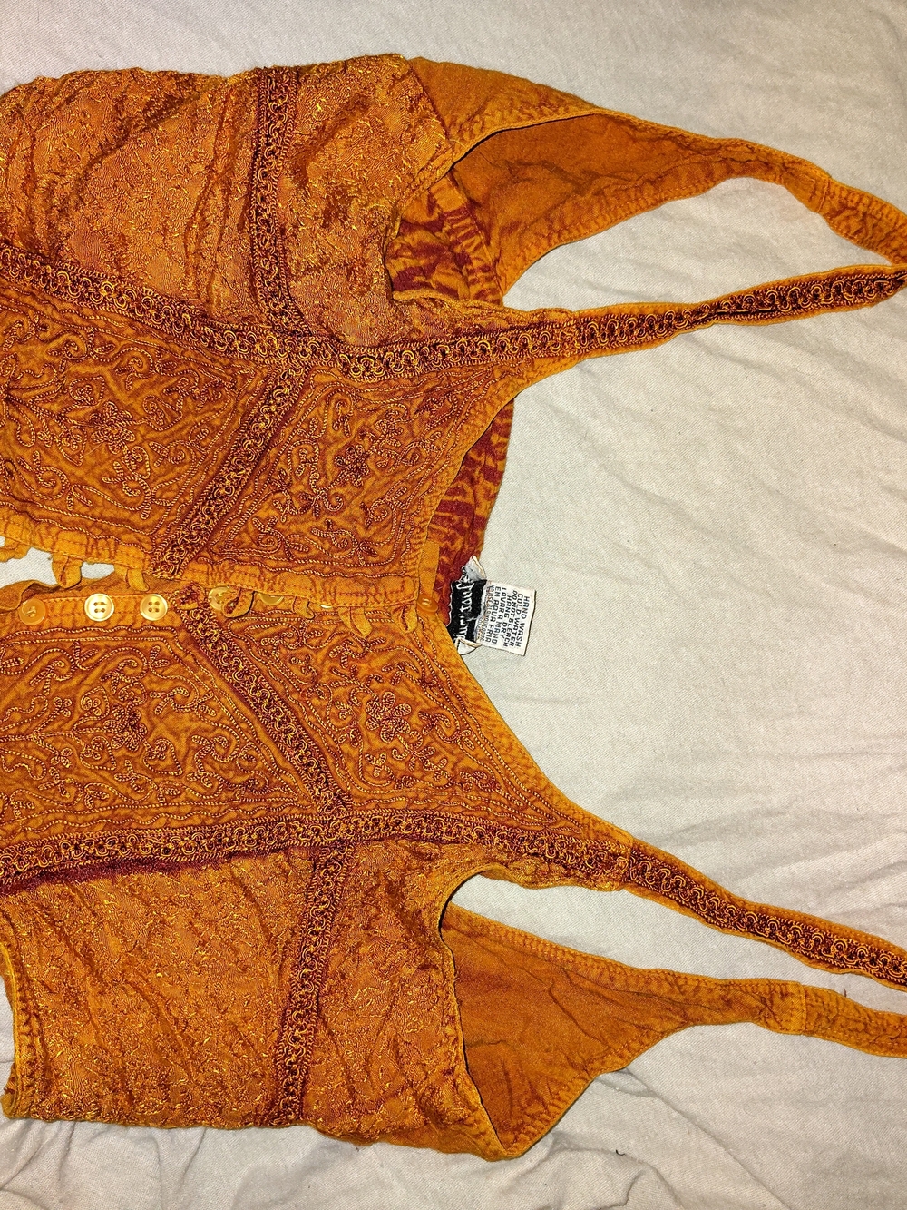Free People Paisley Embroidered Orange Camisole